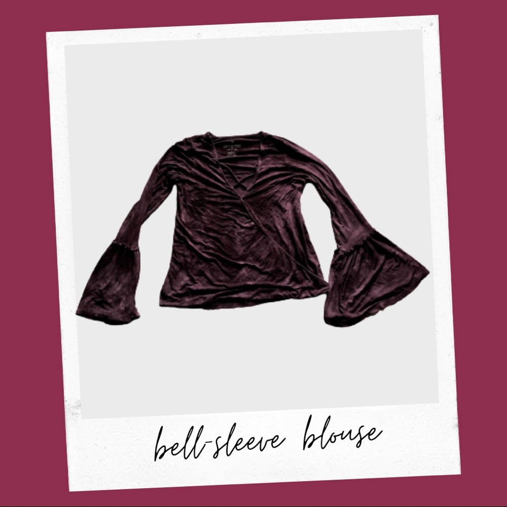 Bell-sleeve Wine color Blouse